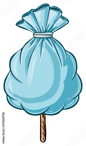 Blue cotton candy on a stick a sweet treat for summer fun