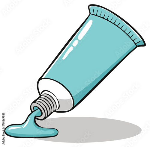 Blue Paint Tube Illustration: Artistic Representation of Creative Process and Art Materials.