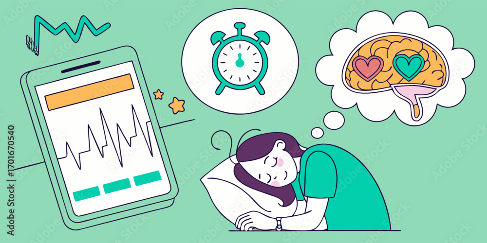 Fototapeta premium Mental Health Monitoring Through Sleep Patterns and Brain Activity