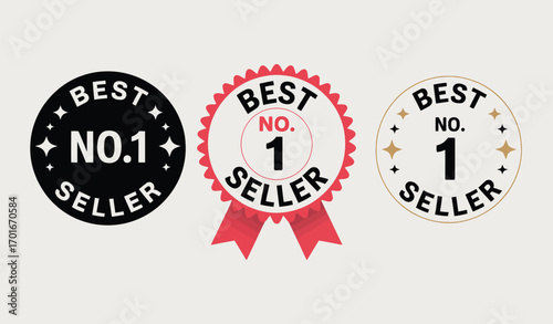 Number 1 Best Seller Label, Flat Gradient Design, Logo, Icon, Stamp, Sticker, Seal, Award Symbol, Marketing, Achievement, Recognition Graphic, Modern Flat Style