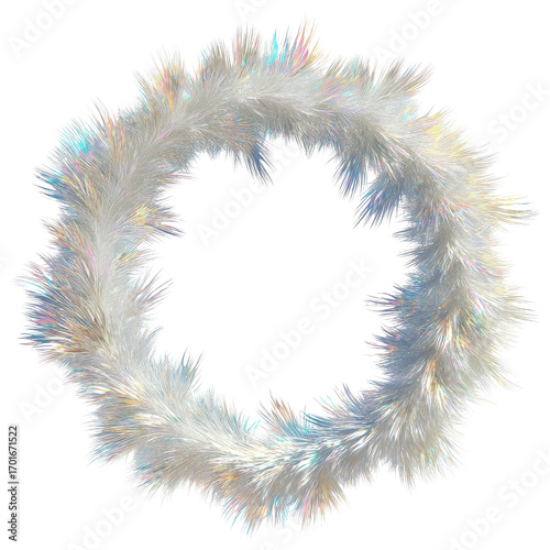 Iridescent Feather Wreath - Abstract Circular Design Element