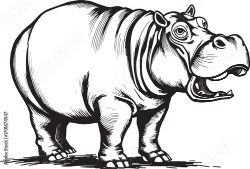 Illustration of a behemoth. Hand drawn vector illustration