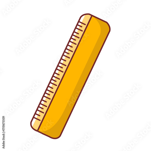 yellow straight ruler isolated on white background for school and work