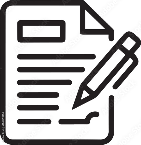 document contract signing icon outline agreement paper legal form business office paperwork signature pen