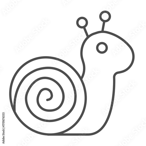 Snail with twirl house thin line icon, spring season concept. Vector graphics. Slow creature, insect sign on white background, outline style icon for mobile or web design.