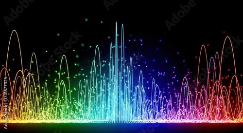 Digital art that spreads the waveform of sound shining in rainbow colors/レインボーカラーのサウンドビジュアル