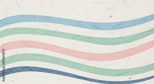 和紙に描かれた柔らかなカラフル波模様