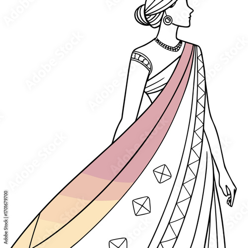 Illustration of a woman in a saree