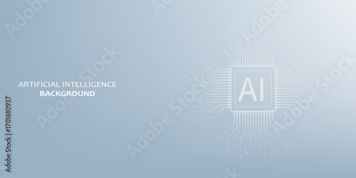 Web banner with robot hand pressing power button, technology, machine learning, neural network, Artificial Intelligence (AI). vector ilustration.