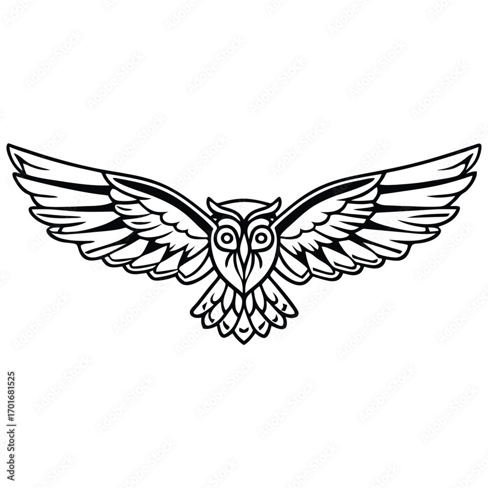 Obraz premium Dynamic vector line art owl illustration scalable eps graphic icon adult coloring