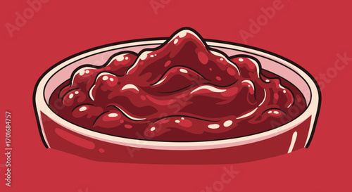 Delicious rich red sauce glistening invitingly in a shallow bowl ready for culinary creations and flavorful dishes
