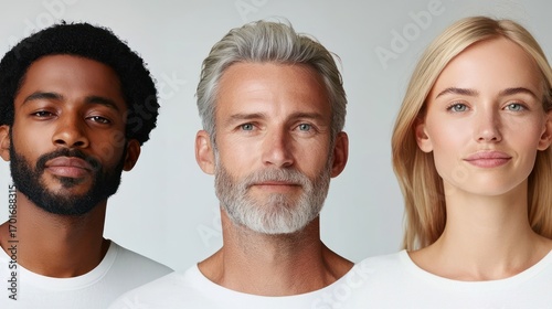 Diverse group portrait of men and women different generations