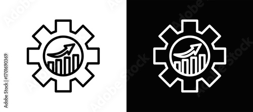 Lean Management Icon In Black And White Filled Style