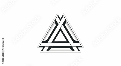 Abstract geometric design featuring intertwined triangles in black and white modern art illustration