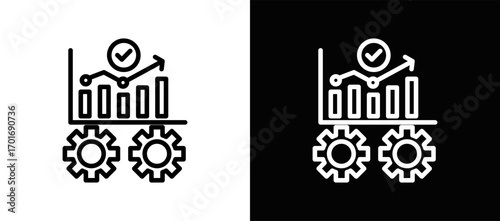 Operational Efficiency Icon In Black And White Filled Style