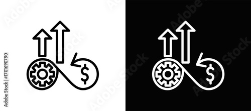 Continuous Improvement Icon In Black And White Filled Style