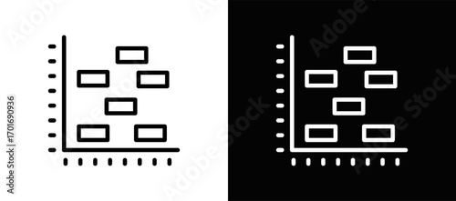 Gantt Chart Icon In Black And White Filled Style