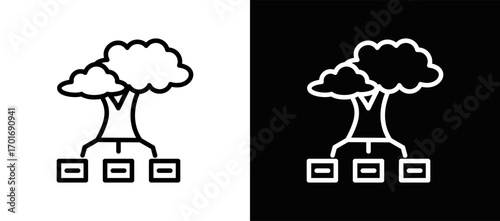 Root Cause Analysis Icon In Black And White Filled Style