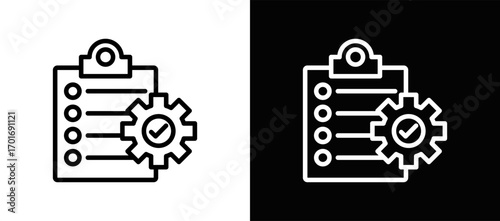 Process Standardization Icon In Black And White Filled Style