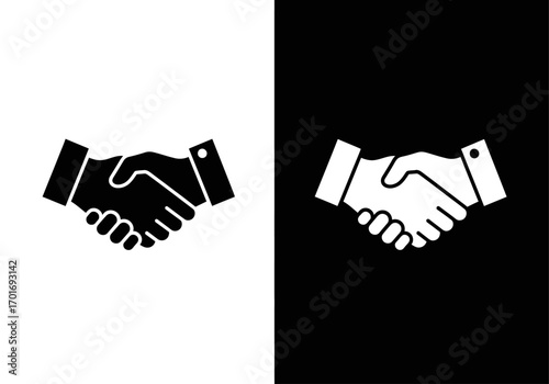 Handshake Icon: A pair of stylized hands, clasped firmly together in a symbol of unity, agreement, and the forging of strong bonds, conveying a message of trust and partnership.