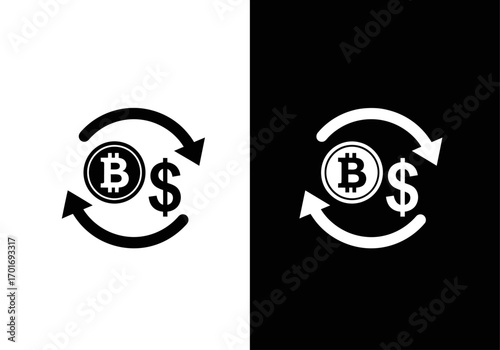 Bitcoin-Dollar Exchange Icon: Minimalist icon illustrating the digital currency revolution.