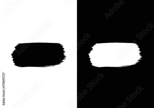 Contrast Strokes: A minimalist artistic composition of opposing color strokes, juxtaposing stark black and white elements to create a visually striking abstract image.