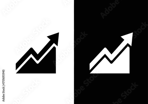 Ascending Arrow Icon: A minimalist vector illustration depicts an arrow, sharply angled upward, symbolizing growth and progress against a dynamic backdrop of stark contrasts.