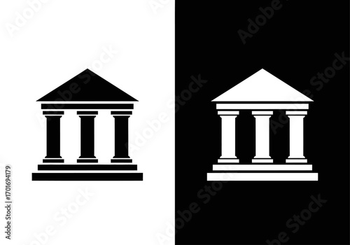Architectural Contrast: A stylized depiction of classical building with a contrasting design, showcasing the elegance of classic architecture.