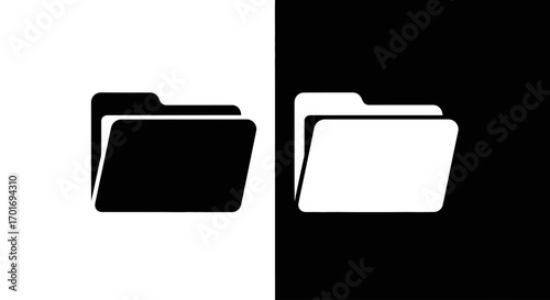 Data Folder Icon: A modern and minimalist illustration of a data folder icon. the image showcases the data, organization and information in contrasting light and dark fields.