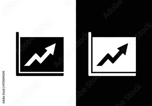 Growth Chart: A visually striking graphic showcasing an upward trending line chart against a black and white background, symbolizing positive financial trends and business progress.