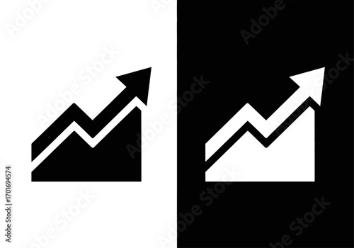Financial Growth: A monochrome icon representing financial progress, with an arrow pointing upwards, symbolizing expansion and improvement in the business and financial landscape. 