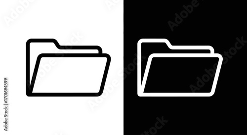 Digital Folder Icons: Clean and modern digital folder icons rendered in a sleek minimalist style. A versatile and symbolic illustration of data storage and document organization.