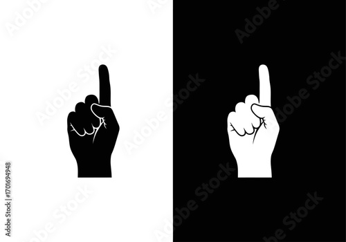 Pointing Hand Silhouette: A stark contrast of light and shadow, a hand, its index finger extended, points upwards in a minimalistic yet impactful portrayal.