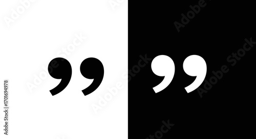 Quotation Marks: A simple yet powerful composition featuring contrasting halves of black and white, with the two halves perfectly framing a set of quotation marks.