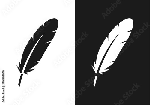 Feather Silhouette: A pair of elegant feather silhouettes in contrasting colors, highlighting simplicity and grace. 