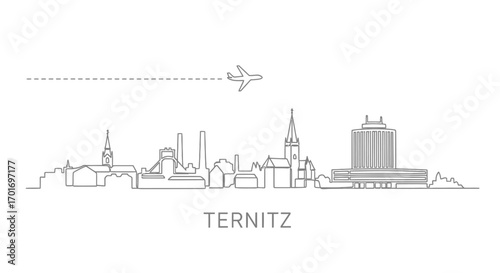 Ternitz Skyline Line Art Minimal Cityscape.