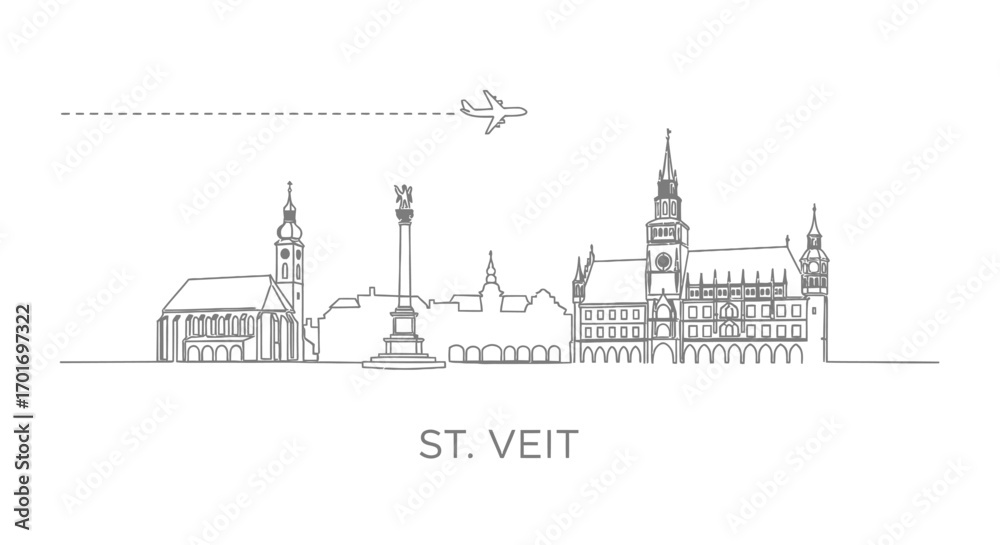 Fototapeta premium St Veit Skyline Line Art.
