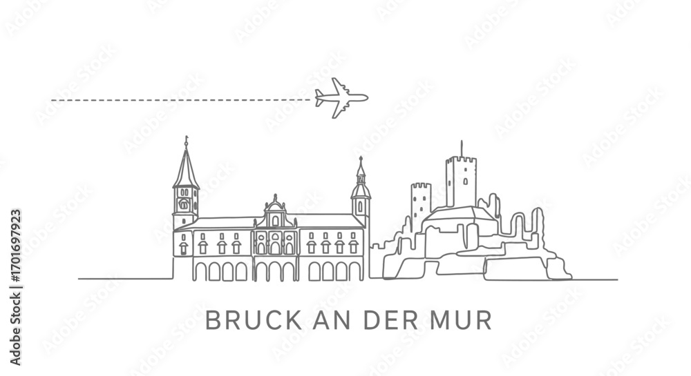 Fototapeta premium Bruck An Der Mur Plane Minimalist Austria.