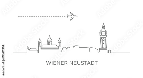 Wiener Neustadt Skyline Plane Minimal Vector.