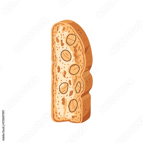 a slice of whole grain bread with visible seeds and a golden brown crust on a clean white background for culinary or nutritional concepts