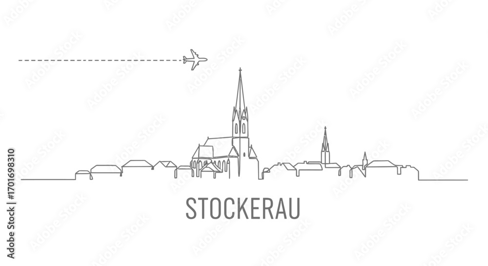 Fototapeta premium Stockerau with Austria Skyline, Minimal, and Travel.