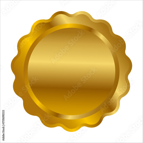 Elegant gold seal emblem with glossy finish on white background.