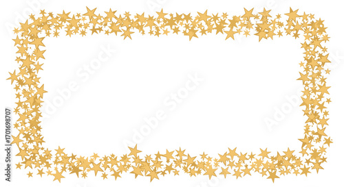 A generous rectangular frame created from numerous small golden stars forming an edge border design for celebratory purposes