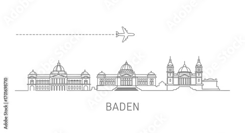 Baden skyline Travel to Germany Minimal vector.