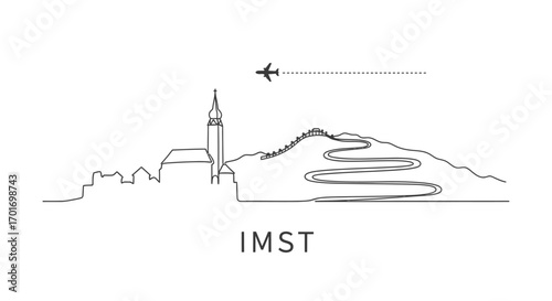 Imst Austria Minimalist Skyline Airplane Flight.