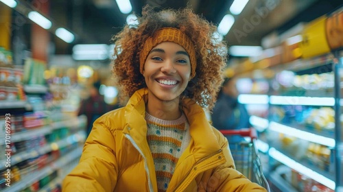 Wallpaper Mural A woman shopping at grocery store. Torontodigital.ca
