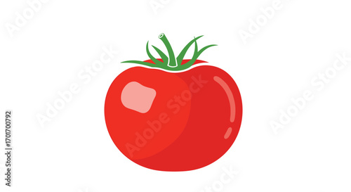 Vibrant ripe red tomato fruit isolated on white background for fresh ingredient designs and healthy food concepts