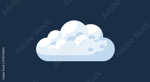 A detailed illustration of a fluffy cumulus cloud floating against a dark evening sky representing weather phenomena