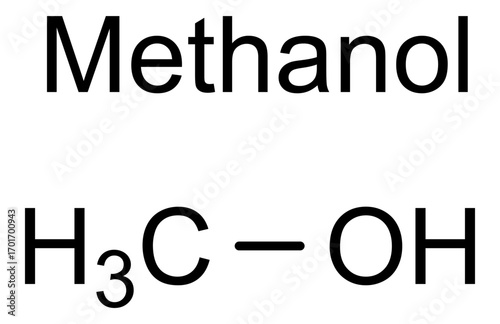 Chemical structure of methanol, drug substance