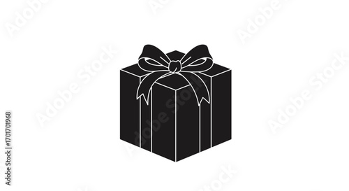 Elegant gift box illustration with a decorative ribbon tied in a classic bow perfect for special occasions and celebrations showing appreciation